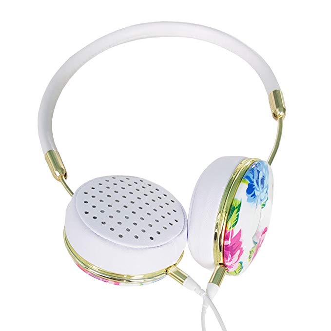 white flower pattern headphone