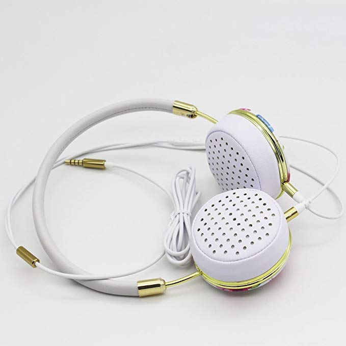 white flower pattern headphone