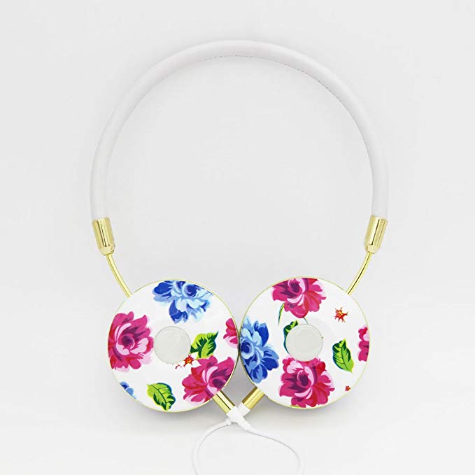 white flower pattern headphone